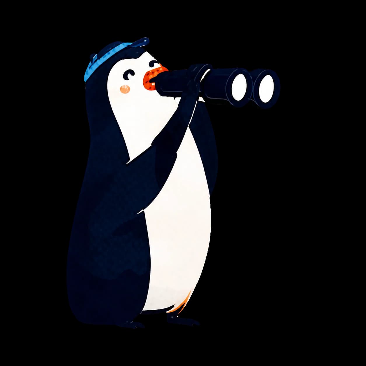 Un pingüino observando el horizonte